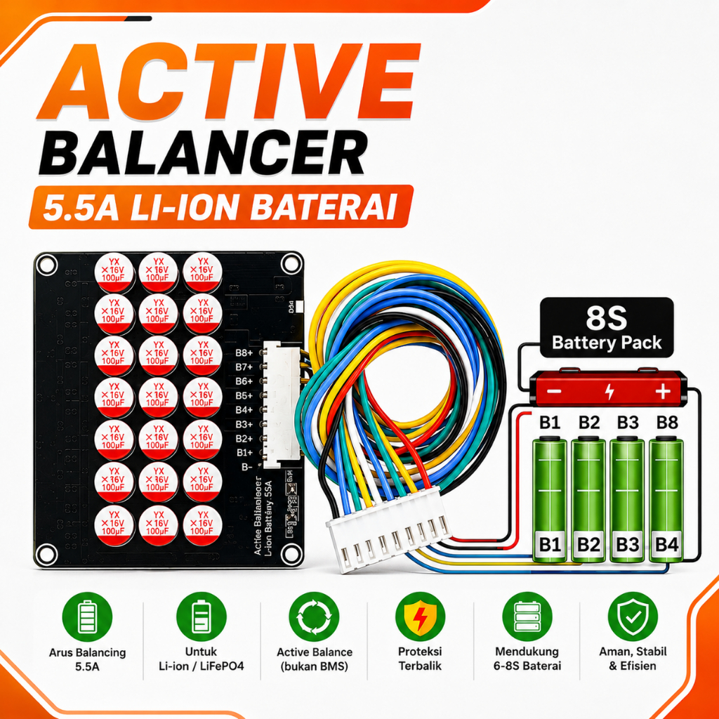 Active Balancer 5.5 A8S Li-ion LiFePO4 Penyeimbang Baterai Balancer Baterai