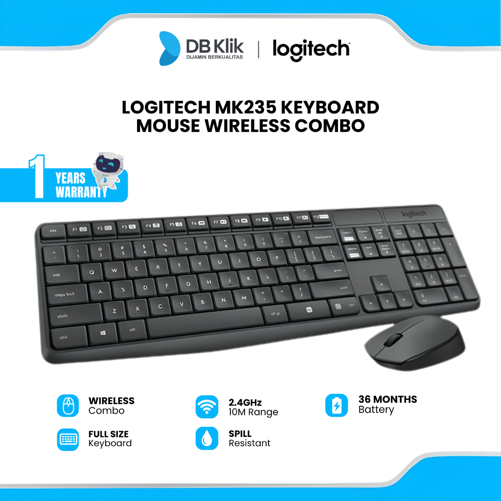 Logitech MK235 Keyboard Mouse Wireless Combo