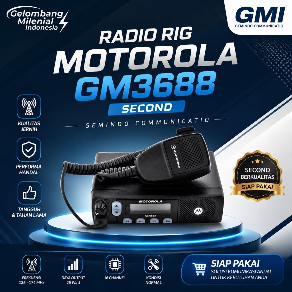 RADIO RIG MOTOROLA GM3688 VHF BEKAS