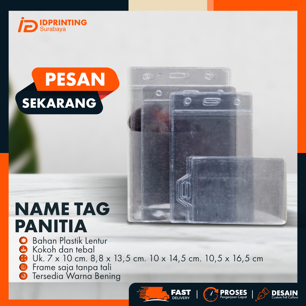 Tempat Id Card Name Tag Acara Panitia Bahan Plastik Lentur