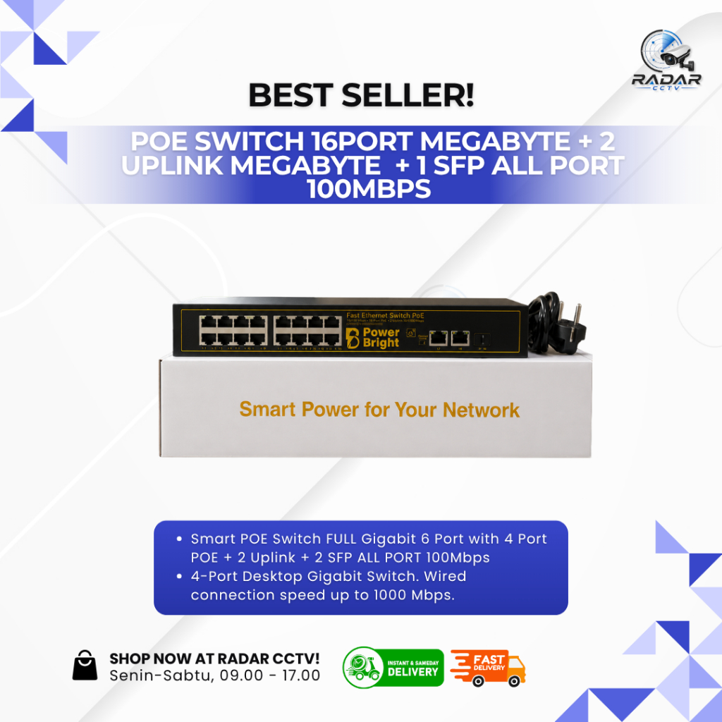 (NEW)POE SWITCH 16PORT MEGABYTE + 2 UPLINK MEGABYTE | poe megabite