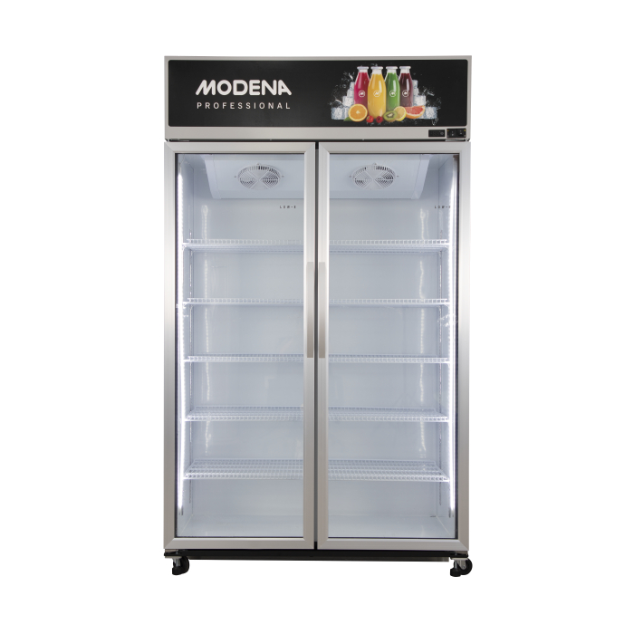 MODENA SC 1001 DHBK /SC1001  Showcase 2 Pintu 1000L No Frost  2 Pintu, 2-Layer Glass LOW-E Air Cooli