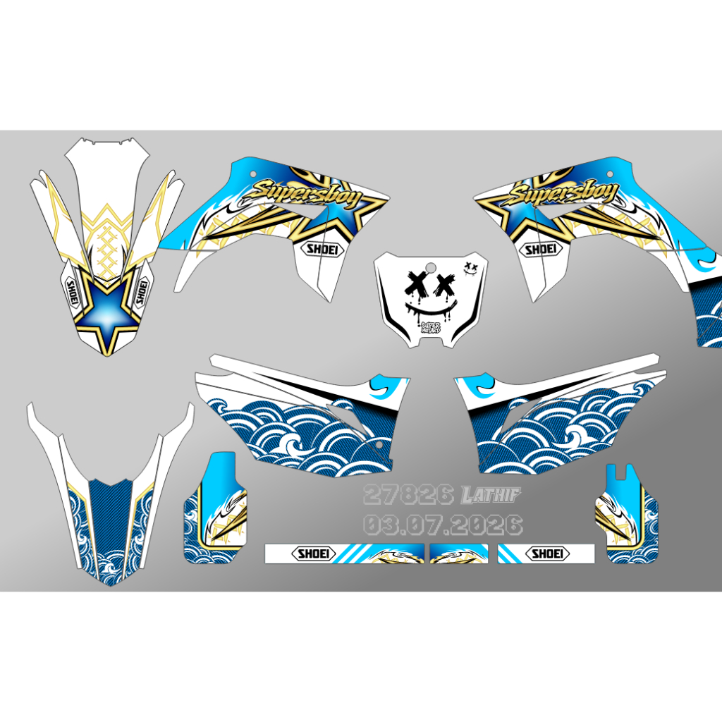 decal stiker full body keren CRF 150 L motif merah putih hitam abu