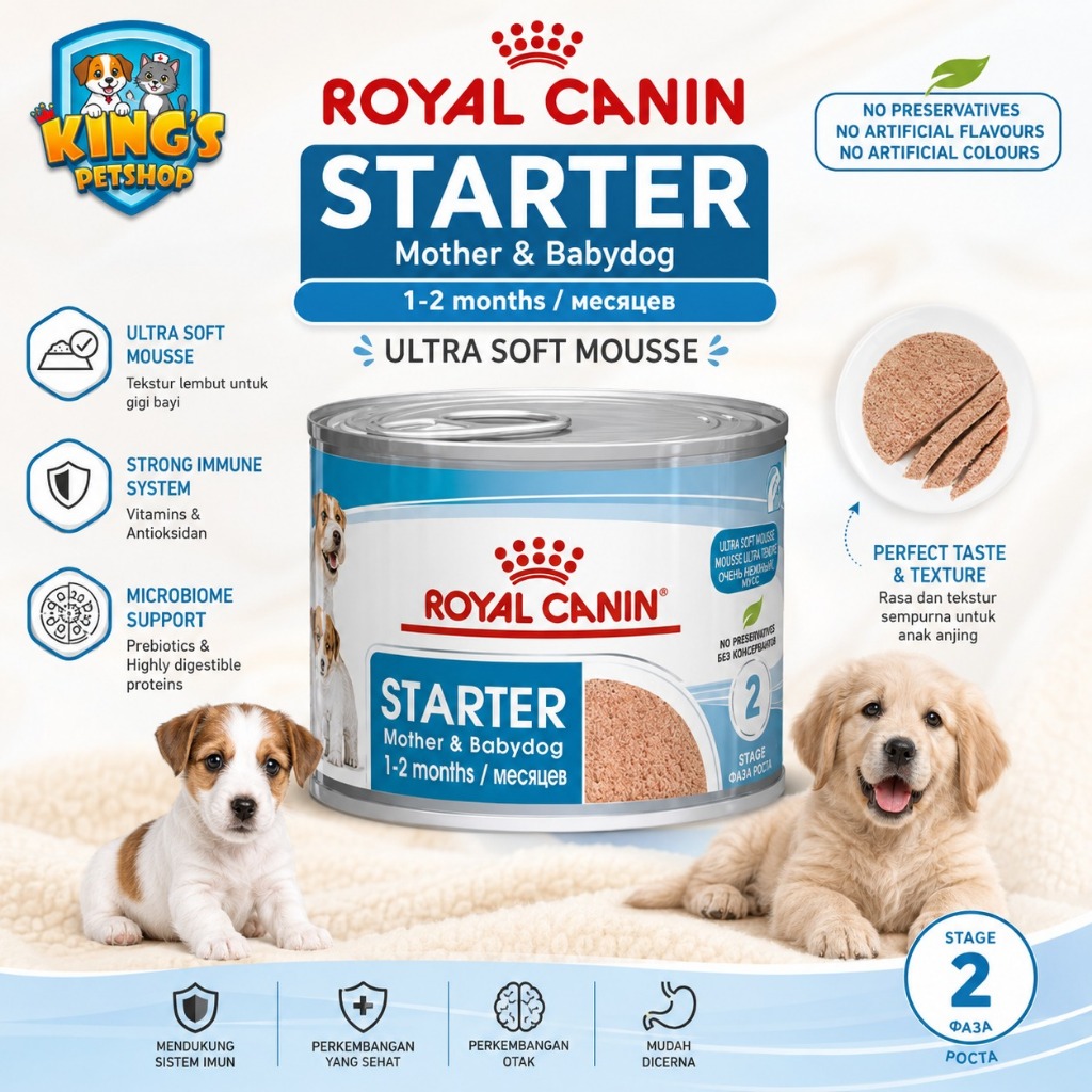 ROYAL CANIN STARTER MOUSSE 195GR - Royal Canin Starter Mother & Babydog Mousse - Makanan Basah Anjin