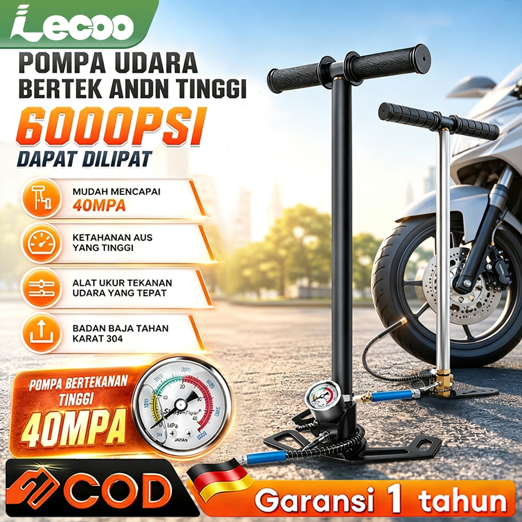 Pompa Udara PCP 4 Stage 6000/4500 PSI Lipat & Non-Lipat Stainless Steel 304 Portabel untuk Sniper, B