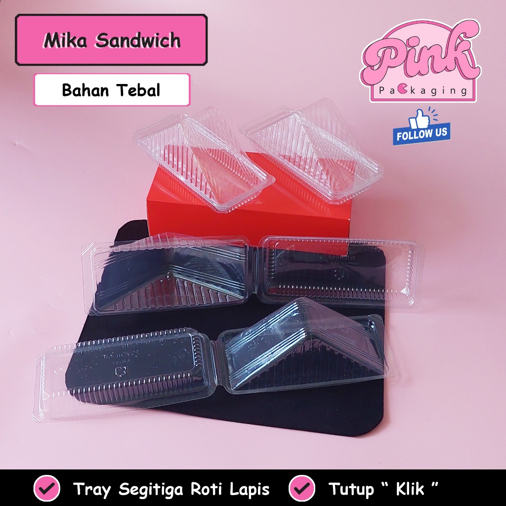 Mika Sandwich Segitiga Murah Tebal Tutup KLIK Tray Roti Tawar Mika Roti Lapis Bakar Segitiga