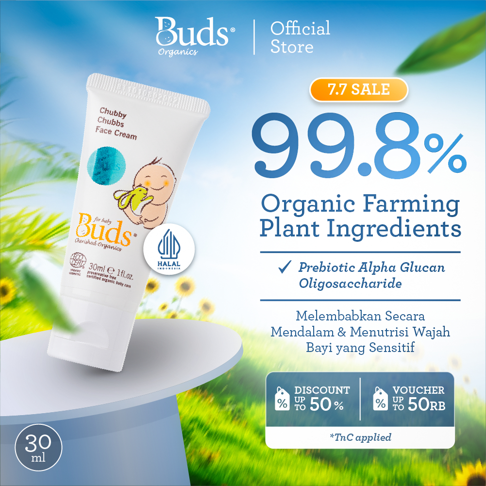 Buds Organics Chubby Chubbs Face Cream - Lotion atau Krim Pelembab Perawatan Kulit Wajah Bayi dan An