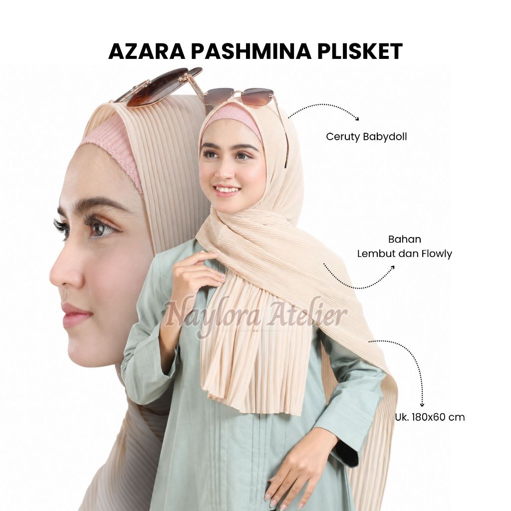 OBRAL AZARA Hijab Kerudung Jilbab Pashmina Pasmina Plisket Ceruty Uno