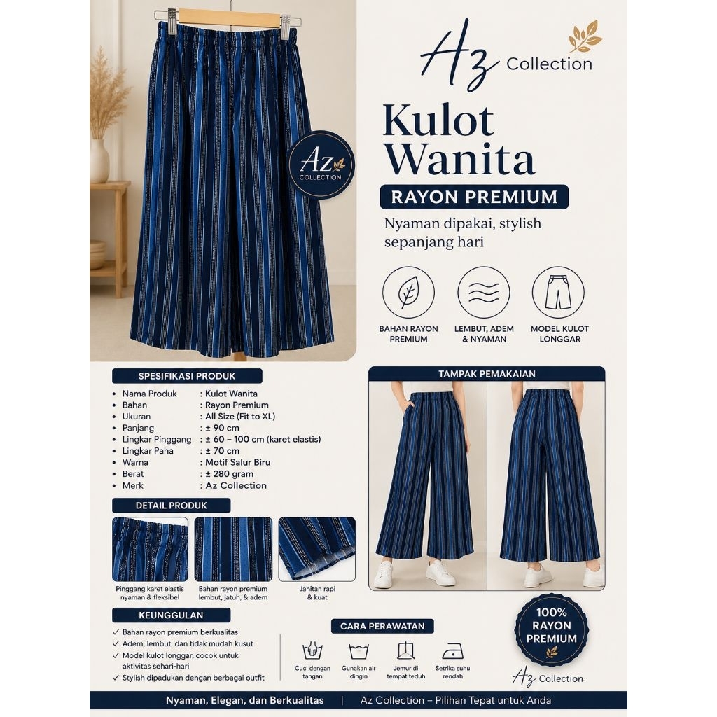 Kulot Dewasa Rayon Twill