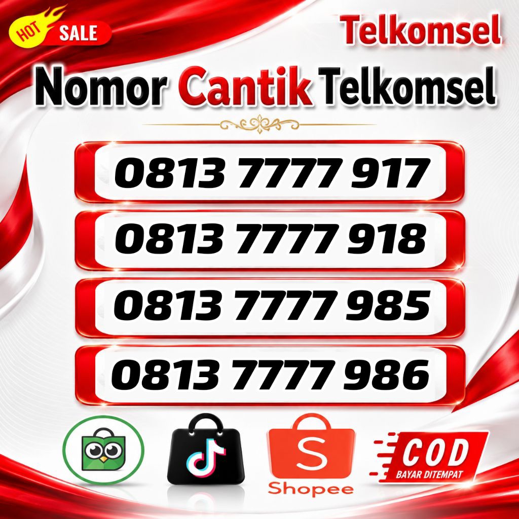 nomor cantik Telkomsel simpati 11 DIGIT kwartet 7777 HOKY