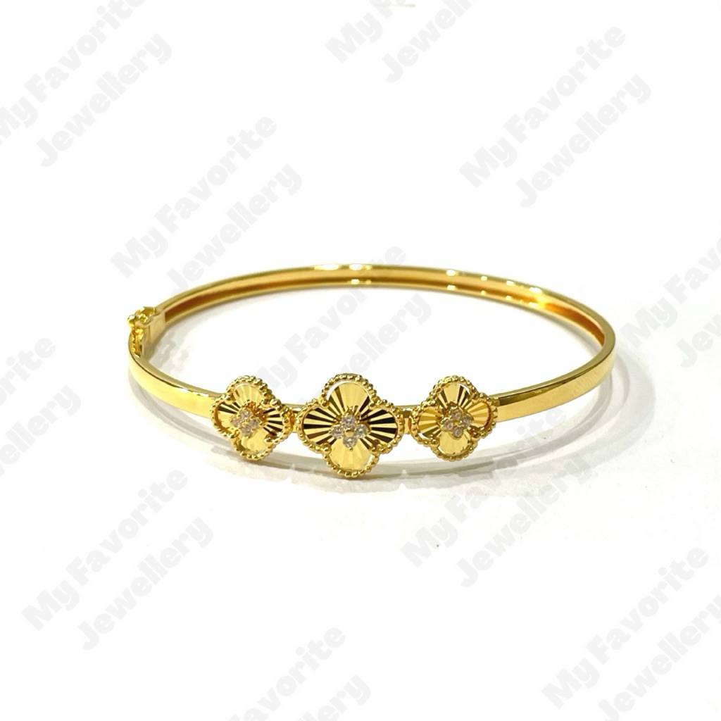 Gelang Bangle Clover Simple Emas Asli Kadar 700