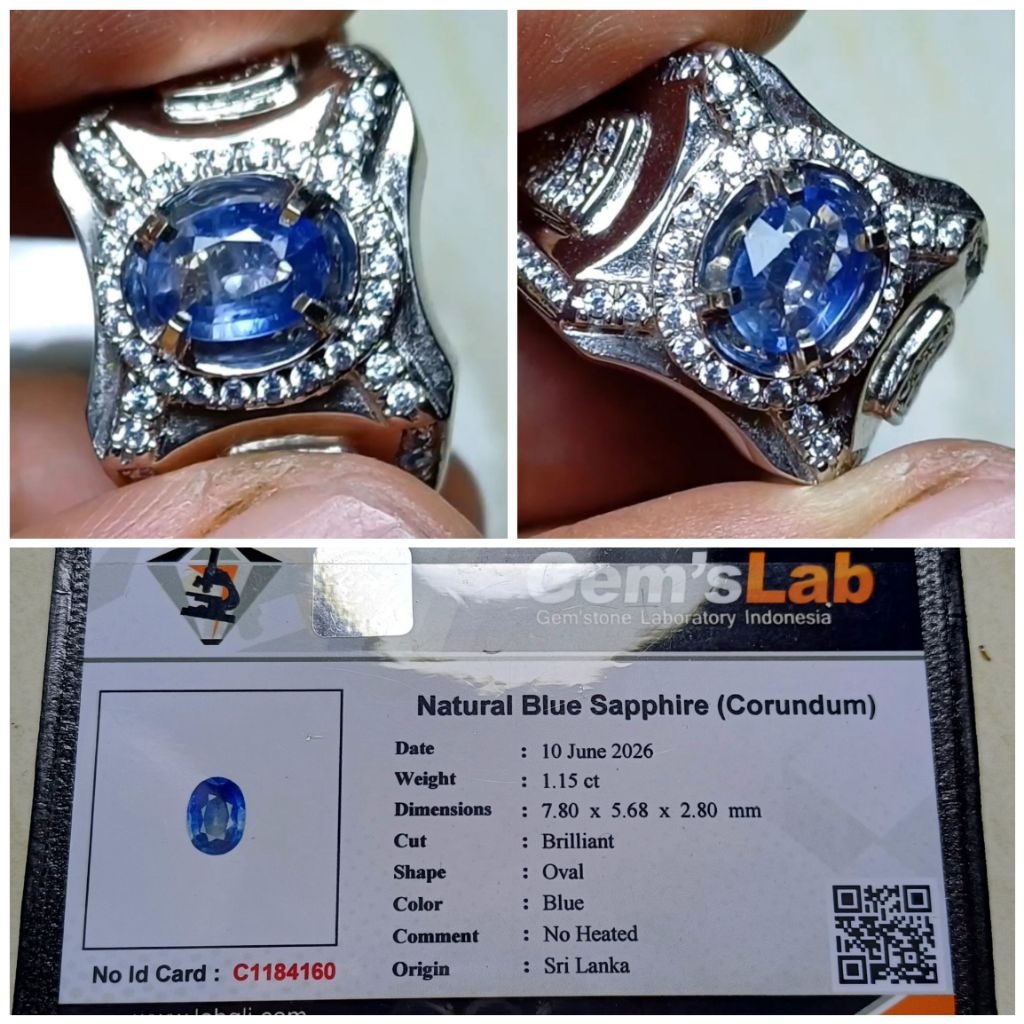Natural Blue Sapphire Srilanka no heat memo GLi