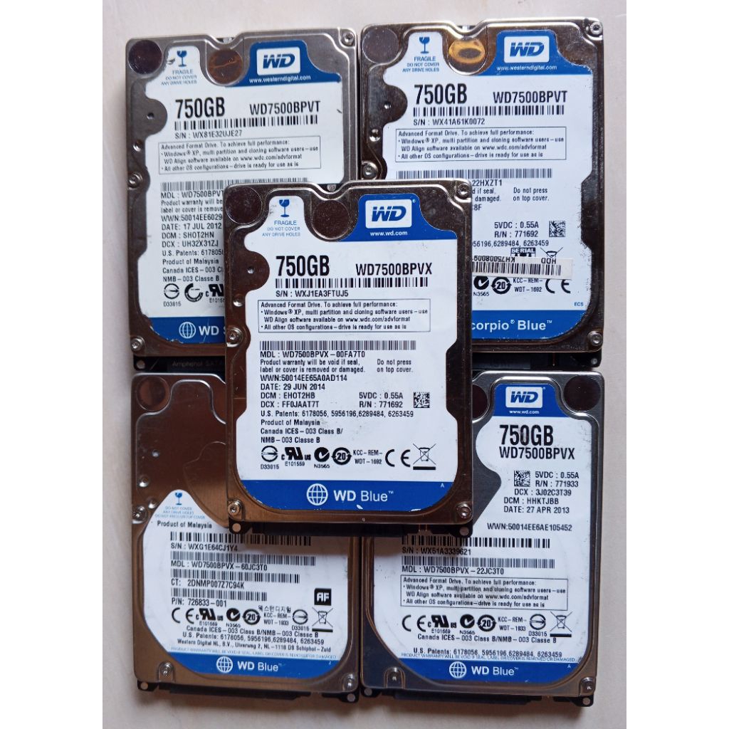 Hardisk laptop 2,5 inch 750Gb merk WD