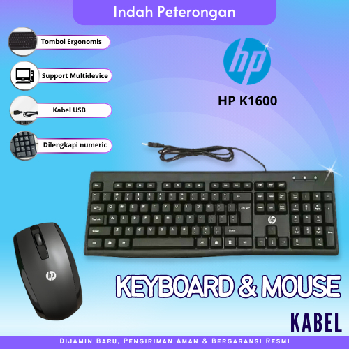 Keyboard Mouse Satu Set Keyboard HP K1600 dan Mouse HP 500