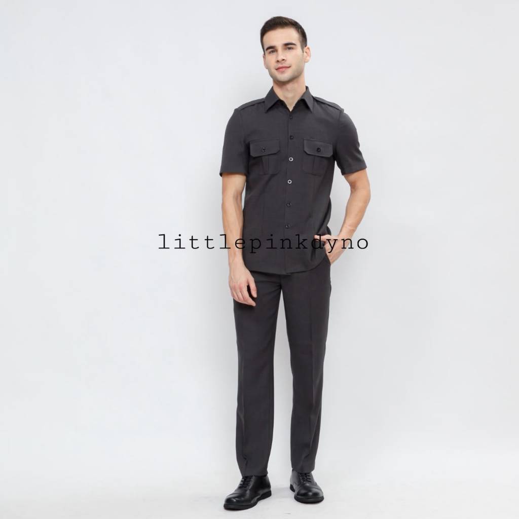 Seragam PDH Pria Polos Setelan Celana Baju Pria Pemda Abu Tua - 3301 Abu Tua