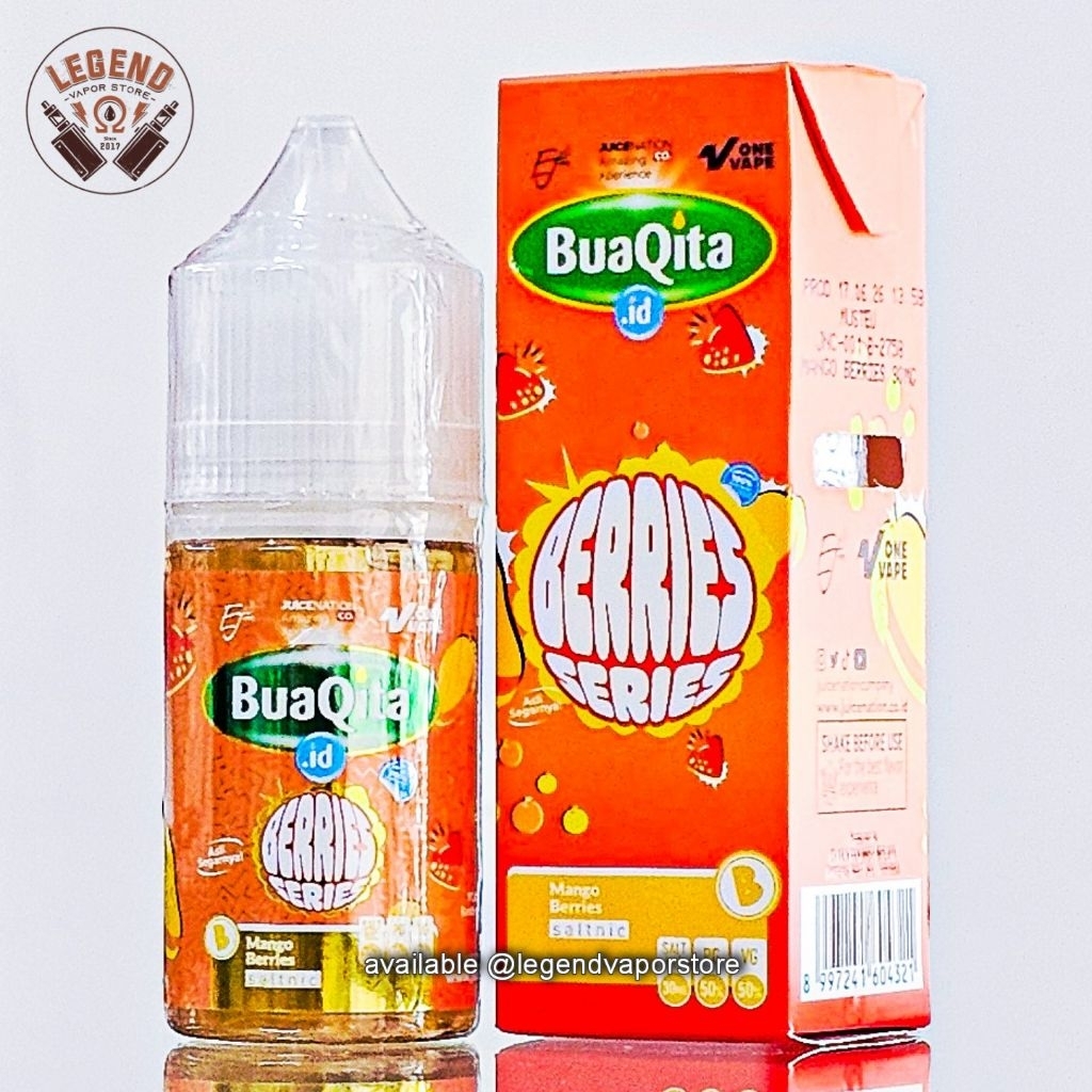 SALT NIC - LIQUID BUAQITA MANGO BERRIES Mix Mango Strawberry Plum Blueberry 30ML 30MG AUTHENTIC