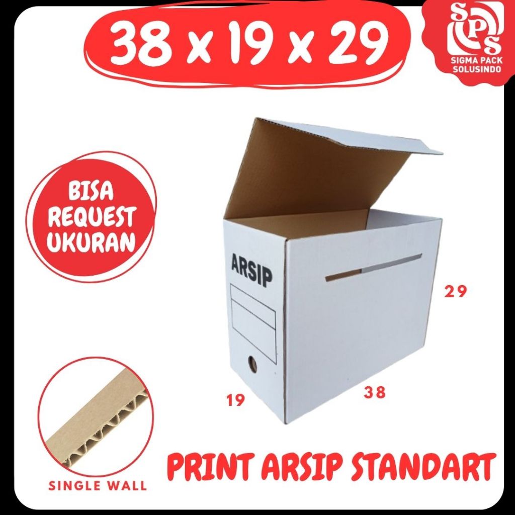 Box Arsip Print Standart 38x19x29 Putih Kardus File Arsip Packing/polos/Arsip/File/filebox/arsipbox/