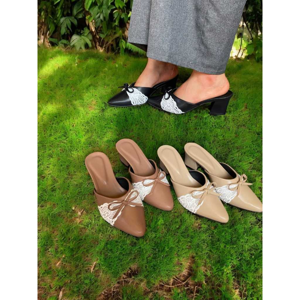 sandal bapau wanita terbaru vita renda tinggi heels 5 cm zs-040