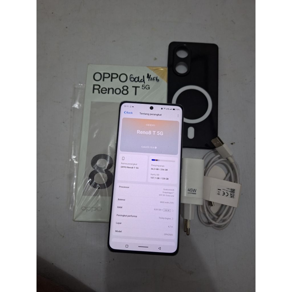 OPPO RENO 8T (5g) 8/256gb SECOND BAGUS