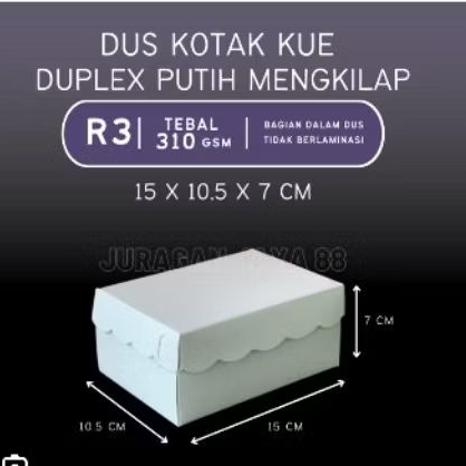 Dus R3A Putih/Tempat Kue/Box Jajan