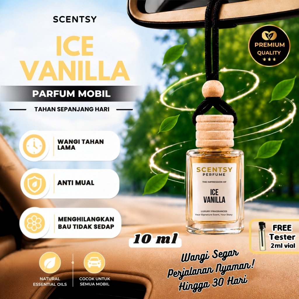 SCENTSY Parfum Mobil ICE VANILLA 10 ml Pengharum Anti Mual Pewangi Ruangan Kantor Toilet Kamar tidur