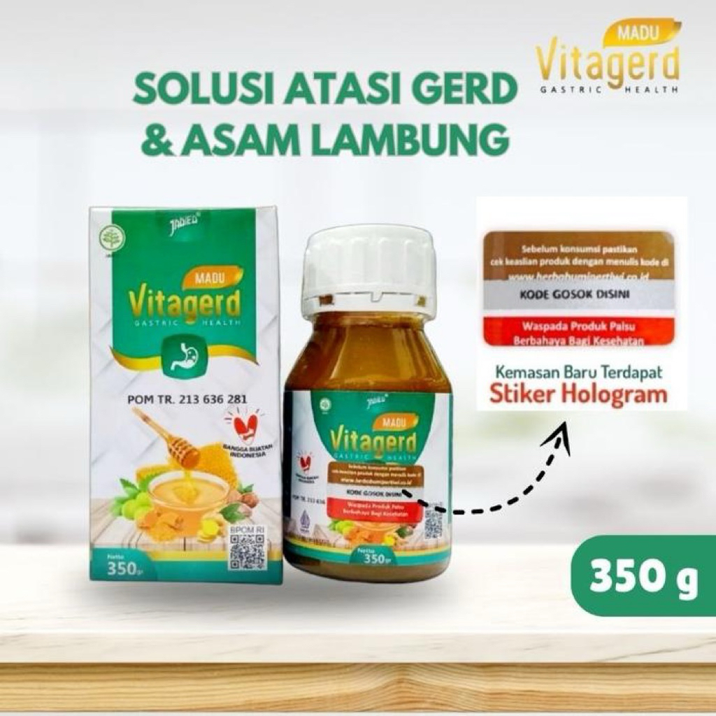 Vitagerd Original 350gr | Madu Vitagerd Asli BPOM | Madu Herbal Lambung original 100%