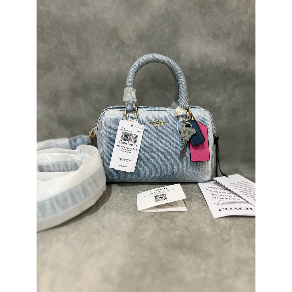 coach mini rowan denim light indigo