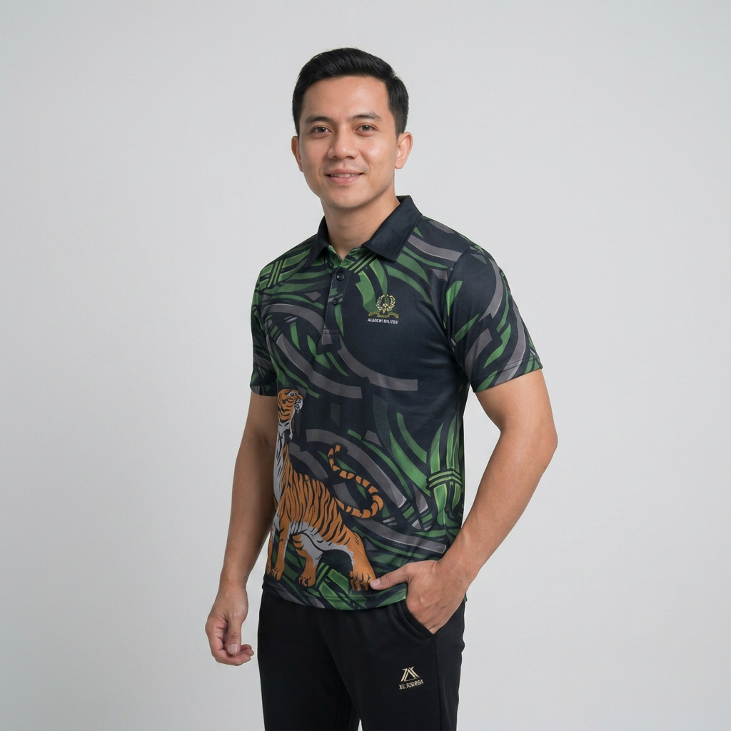 Butik Commando Kaos Polo Olahraga Berkerah Pria Dry Fit Premium T-Shirt Sport Motif Loreng Akmil Har