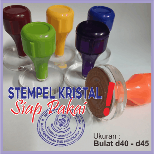 Stempel Karet siap Pakai gagang Kristal Bulat