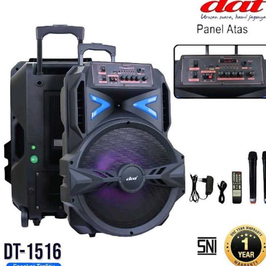 SPEAKER PORTABLE DAT DT 1516 BLUETOOTH 15INC GARANSI RESMI 1TAHUN