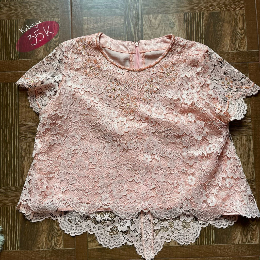preloved kebaya pink lengan pendek