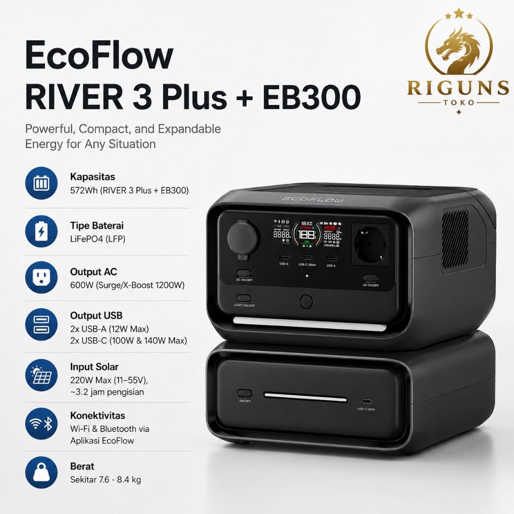 ECOFLOW PORTABLE POWER STATION RIVER 3 MAX 600W 572WH