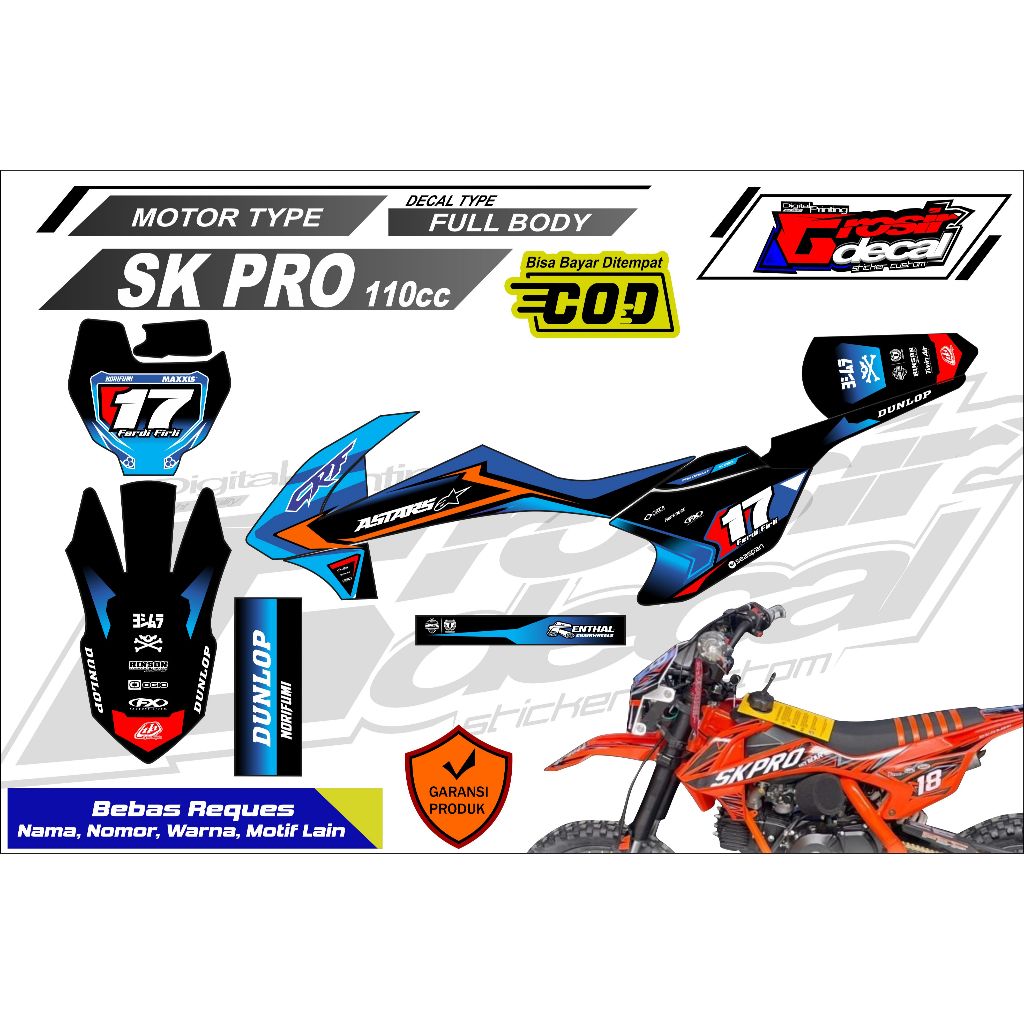 Sticker Striping Trail Mini SK PRO 110cc Full Body Free Custom
