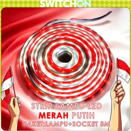 LAMPU LED STRIP SELANG MERAH PUTIH OUTDOOR