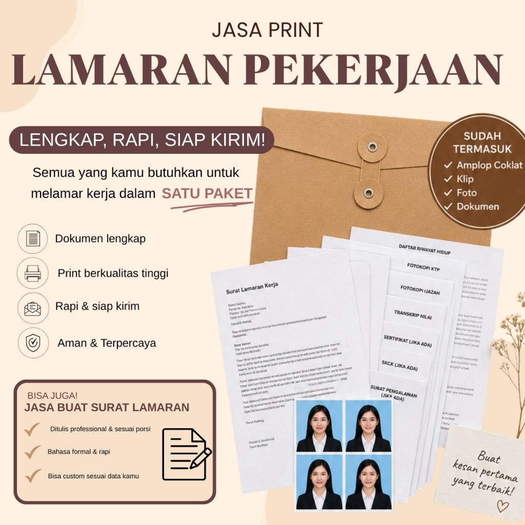 JASA PRINT LAMARAN PEKERJAAN, lengkap, rapi dan siap kirim
