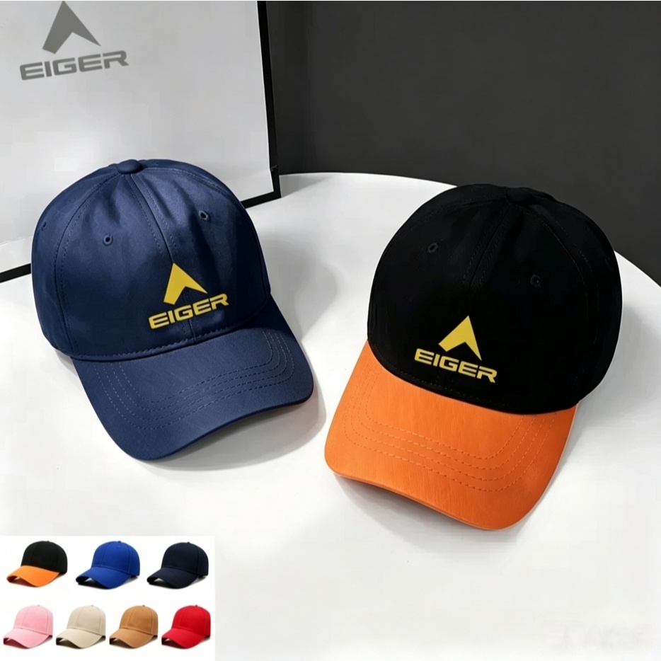 TOPI EIGER Streetwear Unisex Hitam Putih Topi Olahraga Outdoor