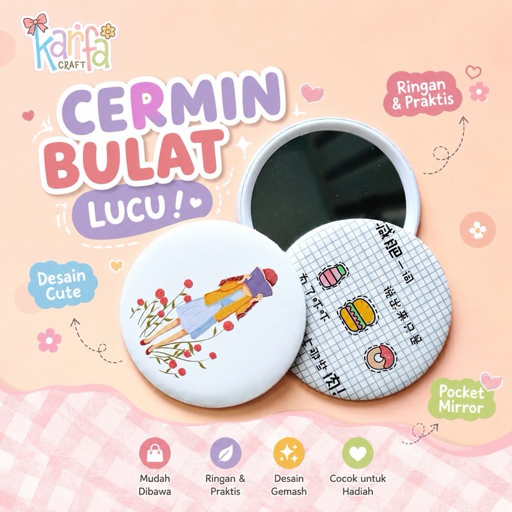 CERMIN MINI | CERMIN KECIL TRAVEL | KACA KECIL