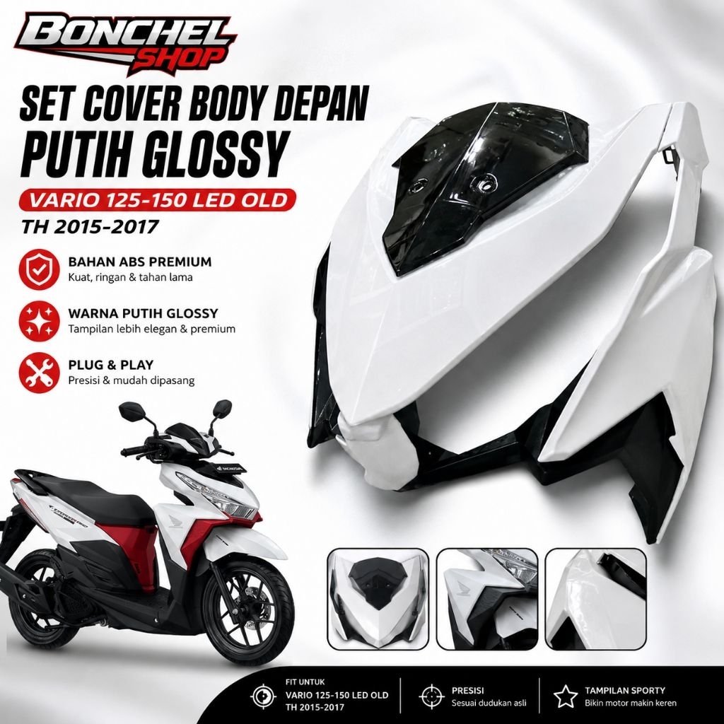 COVER BODY DEPAN FULL SET PUTIH VARIO 125-150 LED OLD K59-A10 2015 2016 2017