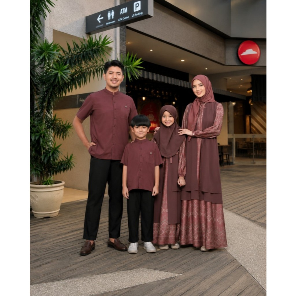 SARIMBIT SERAGAM LEBARAN KELUARGA NIBRAS TERBARU 2026 DIARAYYAKU OSADIA MAROON BY NBRS - BAJU BUSANA