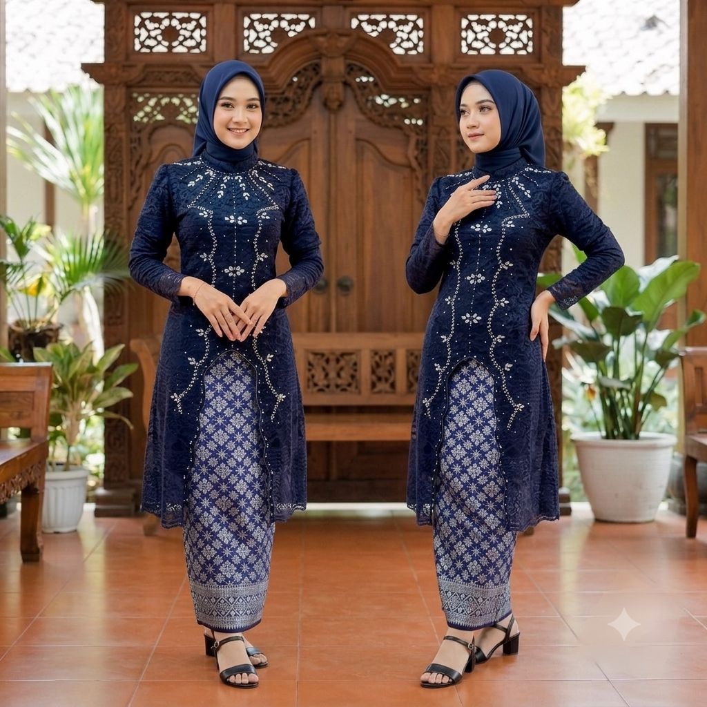 {NR1532} Setelan Kebaya Tunik Labota (Tunik+Rok Lilit Songket) Setelan Kebaya Tunik Brokat Modern / 