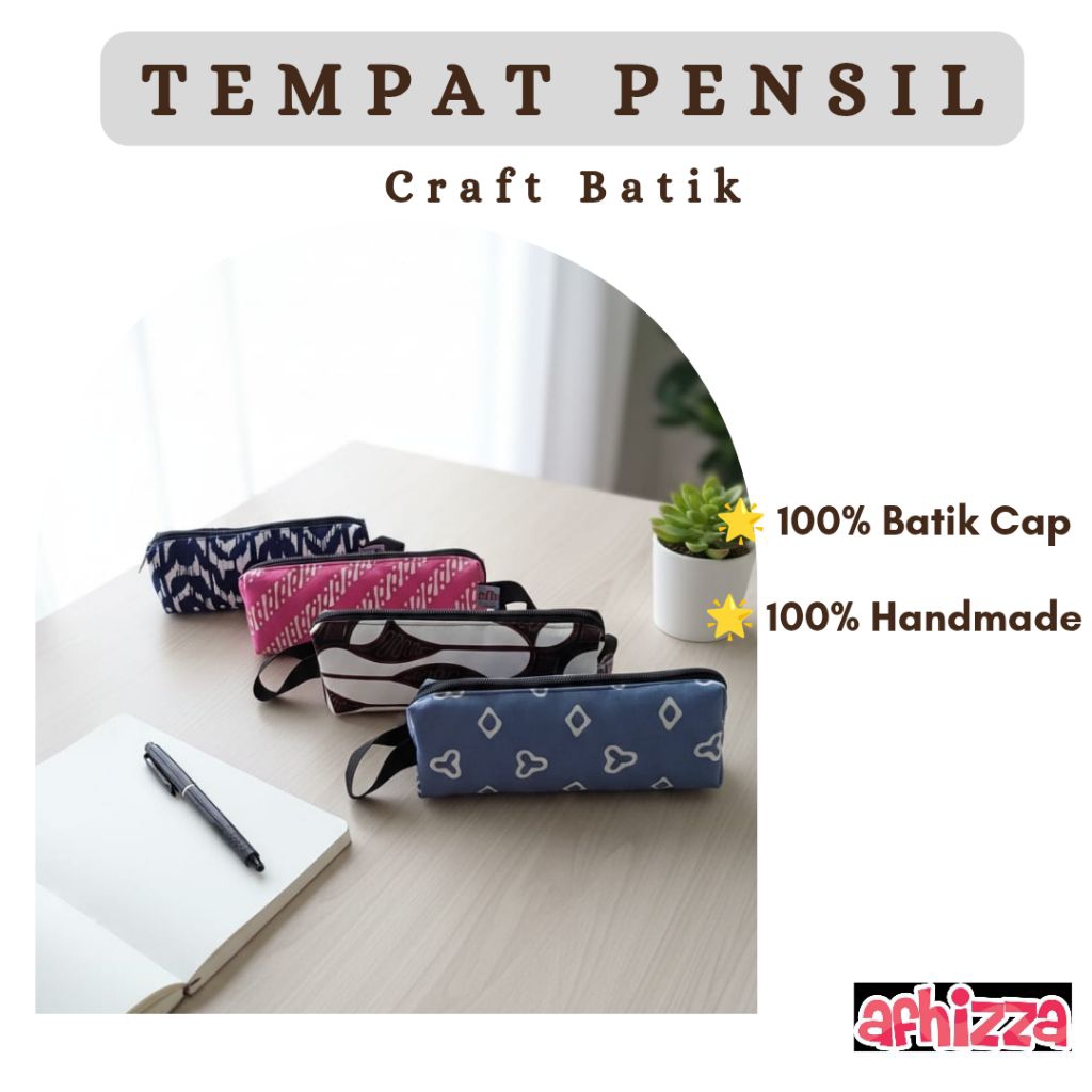 Tempat Pensil Batik Wadah Alat Tulis Batik Handmade Tas Penyimpanan Mini Hadiah Dompet Motif Pouch T