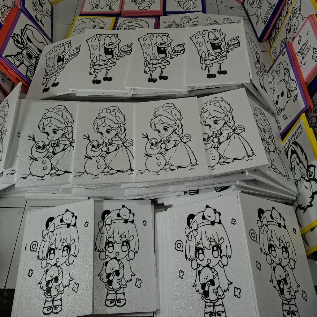 Seni lukis anak styrofoam/gabus (TANPA SOLASI WARNA/TANPA LIST WARNA)|Ukuran 33x50cm|Seni mewarnai S
