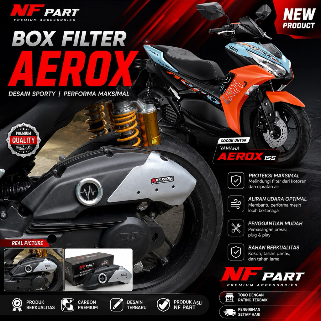 GARNISH TUTUP FILTER AEROX NEW NMAX NEW KIPS RACING ZT M-2 nmax new Garnish box filter aerox conecte