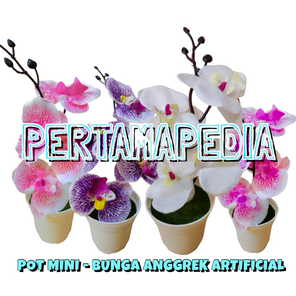 Paket Pot Mini Bunga Anggrek/ Bunga Meja/ Bunga Palsu/ Bunga Sintetis/ Bunga Dekorasi/ Bunga Hiasan 