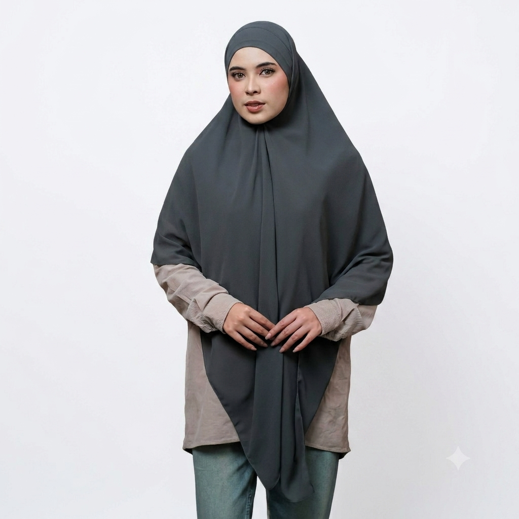 Zahira Anisma Khimar Instant Bandana Tali Ceruty Babydoll Hijab Skena Syar'i Jumbo Double Layer No J
