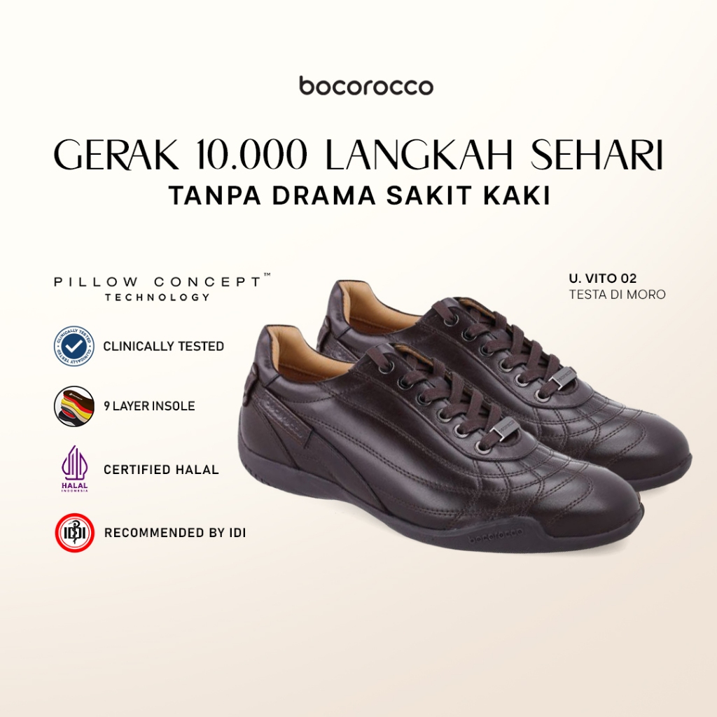 Bocorocco U. Vito 02 Testa Di Moro - Sepatu Sneakers Pria Kulit Asli