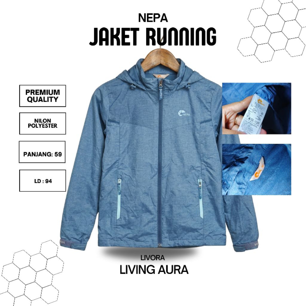 Jacket Running Nepa Original Warna Denim Like New
