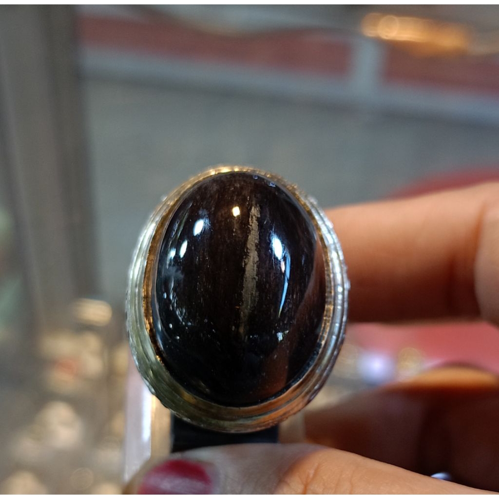 Cincin Fosil kelor serat emas (natural)