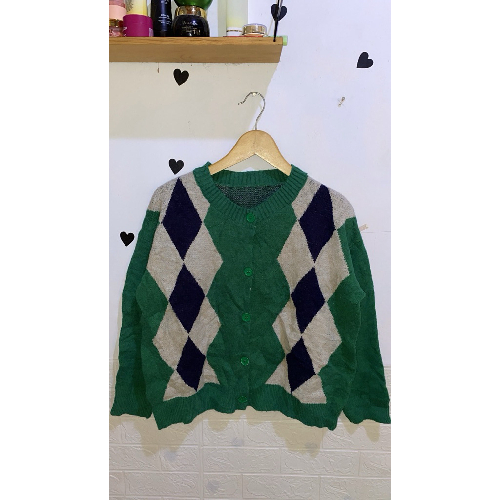 cardigan kepang crop dan blazer wanita