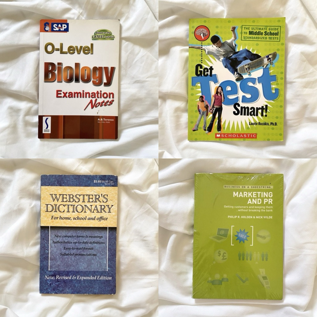 Preloved Buku O-Level Biology Examination Notes, Scholastic Get Test Smart, Webster’s Dictionary, Bu